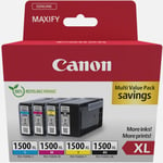 Multipack de cartouches d'encre noire/cyan/magenta/jaune haut rendement Canon PGI-1500XL