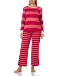United Colors of Benetton Women's Pig(mesh+Pant) 3ZTH3P027 Pajama Set, Red Magenta and Salmon Pink Stripes 65g, S