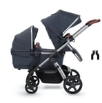 Silver Cross Wave 4 In 1 Pram In Indigo Blue + Tandem Adapters - Brand New Boxed