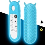 2 pièces Coque Housse de Silicone pour Télécommande Google TV Vocale Antidérapant Étui de Protection pour Telecommande TV Google (Bleu fluorescent)