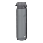Ion8 1 Litre Water Bottle, Leak Proof, Flip Lid, Carry Handle, Rapid Liquid Flow, Dishwasher Safe, BPA Free, Soft Touch Contoured Grip, Ideal for Sports and Gym, Carbon Neutral Recyclon 1000ml, Grey