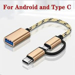Cable Adaptateur Otg 2 En 1 Type-C Pour Samsung S10 S10 Xiaomi Mi 9 Android Macbook Souris Manette De Jeu Tablette Pc Type C Otg Cable Usb 4