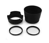 kinokoo 58mm UV Filter Camera Lens Accessories Kit for Canon EOS 250D/200D/9000D/8000D/80D/70D/800D/750D/700D, 58mm Reversible Lens Hood, Lens Shade Kit/Lens Filter Set,2 Pairs (E)