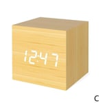 Modern Wooden Digital Led Desk Alarm Clock Thermometer Timer