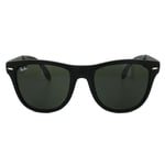 Rectangle Matt Black Green Folding Wayfarer 4105 Sunglasses