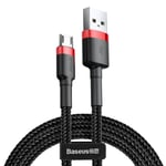 Baseus Cafule USB-A til Micro-USB-kabel 1,5A 2m - Svart / Rød