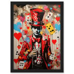 The King of Hearts Modern Magician Magical Artwork Playing Cards Artwork Framed Wall Art Print A4