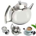 New Stainless Steel 2L Teapot Coffee Pot w Tea Leaf Infuser Filter Water Kettle