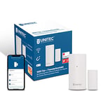 UNITEC Capteur magnétique de Contact de Porte/fenêtre WiFi | Notification sur Smartphone | Détecteur d'avertissement Wi-FI – Pas de passerelle nécessaire | Fonctionne avec Piles