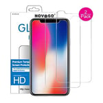 Novago Compatible avec iPhone 11 Pro,iPhone XS,iPhone10 (5.8'') Lot de 2 Films Protection écran Verre Trempé Ultra Résistant (Plus Petit Que l'écran) (Transparent)