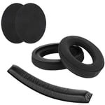 Geekria Ear Pads + Protein Leather Headband Pad Compatible with Sennheiser HD380 PRO, HD380, PC350, Game Zero Headphones, Ear Pad/Ear Cushion + Headband Cushion/Repair Parts Suit (Black)