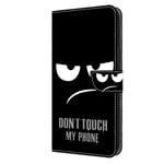 Samsung Galaxy A05s Flip Deksel i Skinn med Lommebok og Trykk - &quot;Don&#39;t Touch My Phone&quot;