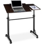 Relaxdays - Table ordinateur portable hauteur réglable HxlxP : 110 x 100 x 50 cm roues table bout de canapé lit bois, noir