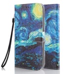 Leather Wallet Phone Case for Samsung Galaxy S10 Flip Cover with Pattern Design Card Holder Slot Silicone Protective for Girls Boys - Starry Sky
