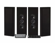 WiiM Amp, SC4B &amp; 2 par mattsvarta DLS Flatbox XL