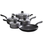 PRO-CHEF 5PC 2.5MM Pressed Aluminium Sauce Pan Set | With Lid | Soft Grip Handle and Knobs | Inside 2 Layer Pfluon Black Coating | Outside High Temp Black Coating | Pressed Induction Base | 16cm, 18cm