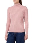GANT Women's Stretch Cotton Cable Turtleneck Sweater, California Pink Melange, L