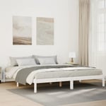 Sängram utan madrass extra lång vit 200x220 cm massiv furu