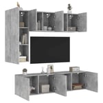 vidaXL 5 Piece TV Wall Units Concrete Grey Engineered Wood UK GF0