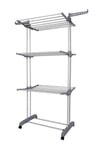 3 Tier Foldable Clothes Airer; Indoor Outdoor Clothes Rack on Wheels