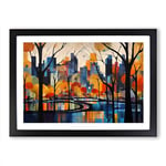 Central Park Constructivism Framed Wall Art Print, Ready to Hang Picture for Living Room Bedroom Home Office, Black A2 (66 x 48 cm)