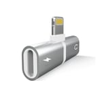 Mini Adaptateur Lightning/Jack Pour Iphone 11 Apple Chargeur Ecouteurs 2 En 1 Casque - Argent