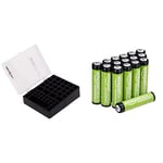 Ansmann Battery Station [Pack of 1] Battery Storage Organiser Case for AA, AAA, Protecting Full and Empty Batteries & Amazon Basics AAA Rechargeable Batteries (16-Pack) 800mAh Pre-charged