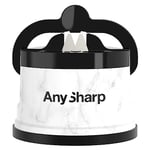 AnySharp Knife Sharpener, Hands-Free Safety, PowerGrip Suction, Safely Sharpens All Kitchen Knives, Ideal for Hardened Steel & Serrated, World's Best, Compact, One Size, Marble Design