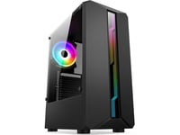 1Stcool 1Stcool Chassi Shark 1, Mellantorn, Au, Usb 3.0, Utan Nätaggregat, Rgb-Fläkt, Transparent Sidopanel, Svart