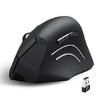 Perixx PERIMICE 608 Wireless Ergonomic Vertical Mouse - 5 Programmable Buttons - 800/1200/1600 DPI – Recommended with RSI User - Black