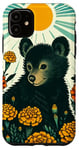 Coque pour iPhone 11 Mignon rétro ours noir soucis