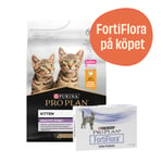 Original Kitten Healthy Start Kyckling + 7-pack FortiFlora - Torrfoder 10 kg + 7-pack FortiFlora