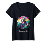 Womens Bentonville Unicorn Mountain Bike Fantasy Adventure V-Neck T-Shirt