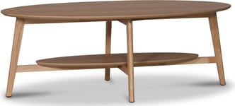 Skånska Möbelhuset Bridge ovalt soffbord med hylla 140 cm - Ekfanér