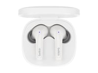 Belkin SoundForm Motion - Écouteurs sans fil avec micro - intra-auriculaire - Bluetooth - Suppresseur de bruit actif - isolation acoustique - blanc