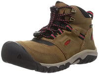 KEEN Unisex Kid's Ridge Flex Mid Waterproof Hiking Boot, Bison Red Carpet, 8 UK Child