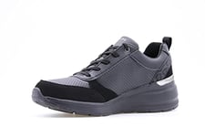 Skechers Women's Billion Subtle Spots Sneaker, Black Duraleather/Black Leopard Trim, 5 UK