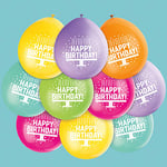 Unique Party 56032 - Ballons de Baudruche - 23 cm - Happy Birthday - Assortiment de 10