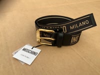 Moschino Mens   Logo Jacquard Belt Black/ Gold  IT 48 / 32” New RRP £160