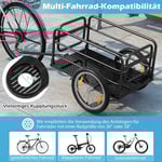 Cykelsläp lastvagn hopfällbar med kåpa & koppling & reflexer 145,5 x 61 x 58 cm