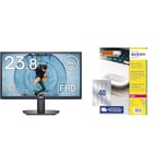 Dell SE2422HX 24 Inch Full HD (1920x1080) Monitor, 75Hz, VA, 5ms, AMD FreeSync, HDMI, VGA, 3 Year Warranty, Black & Avery L6009-5 Resistant Labels, Silver (A4 Sheet of 46 x 21 mm, 240 Labels)