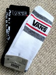2 x VANS Cushioned Crew Socks Adult 8-12 (42-47) OFF THE WALL WHITE & BLACK