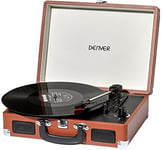 Denver Platine Vinyle avec Haut-parleurs intégrés - Tourne Disque Bluetooth - 33 45 78 Tours - USB - Vintage - Numérisation - Fonction Auto-Stop - VPL120 - Marron
