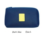 Travel Storage Bag Usb Cable Organizer Shockproof Dark Blue L