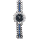 Damklocka i lyxig kvarts, liten urtavla med diamanter, glittrande bling-klocka, silver, analog klocka för kvinnor