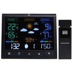 Bakgrundsbelyst trådlös väderstation med utomhussensor, LCD-display, termometer, barometer, klocka