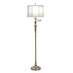 Floor Lamp Swing Arm Directional Off White Shade Burnished Brass LED E27 60W