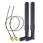 Bingfu WiFi Antenna Aerial 2.4GHz 5GHz 5.8GHz 8dBi RP-SMA Male Antenna & 25cm U.FL IPX IPEX MHF4 to RP-SMA Female Extension Cable 2-Pack for M.2 NGFF Intel Wireless Network Card WiFi Adapter Laptop