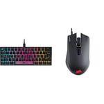 Corsair K65 RGB MINI 60% Mechanical Gaming Keyboard QWERTY, Black & Harpoon PRO RGB, FPS/MOBA Optical Gaming Mouse - Black