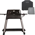Force gasolgrill + grillöverdrag & grillplåt, matt svart